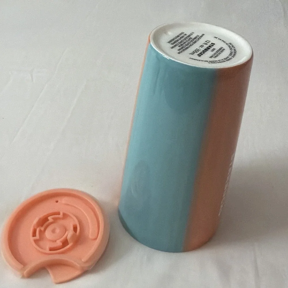 NEW 2020 Summer  Starbucks 12oz Orange, Teal & White Travel‎ Tumbler  Coffee Mug